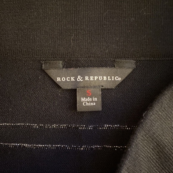 Rock & Republic Small Black & Silver w/Metallic Accents Mini Pull-On Knit Skirt - Picture 3 of 4